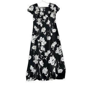 Joni Blair Dress Women's 5/6 Midi‎ A-Line Whimsigoth Grunge Floral Print Black